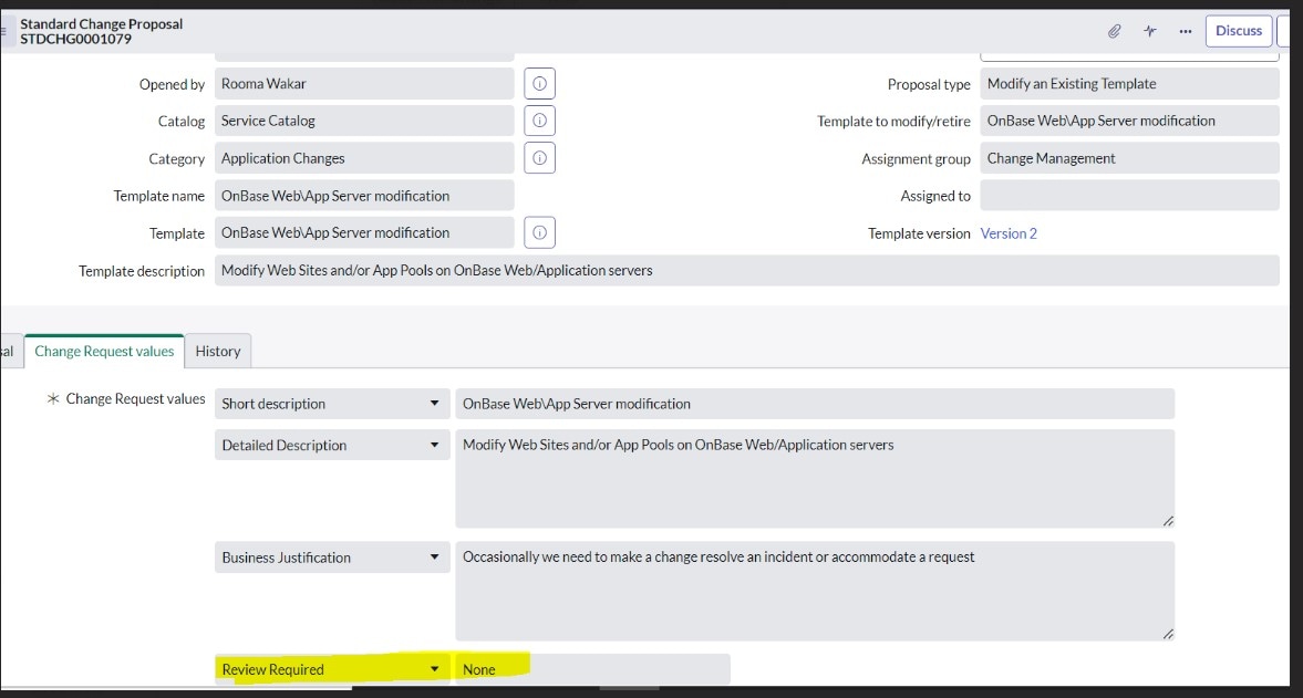 Standard Change Template ServiceNow Community